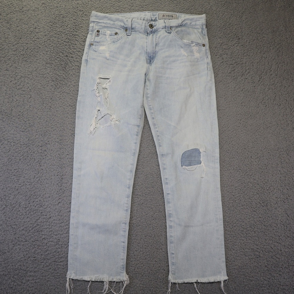 AG Adriano Goldschmied The Rhett Slim Straight Distressed Light Wash Jeans 30